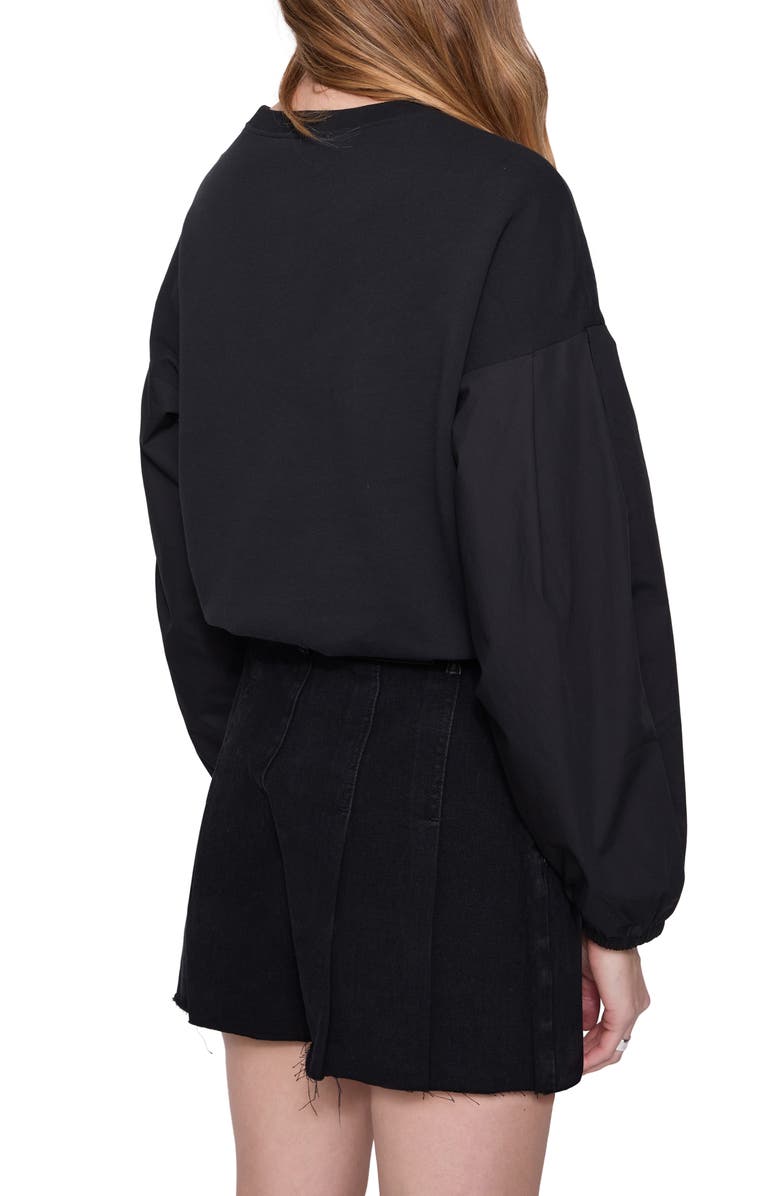 Rebecca Minkoff Julia Mixed Media Crop Cotton Blend Sweatshirt, Alternate, color, 