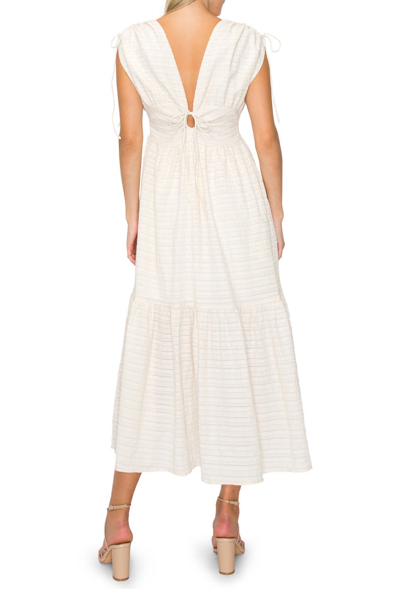 Textured Smocked Waist Tiered Midi Dress, Alternate, color, IVORY