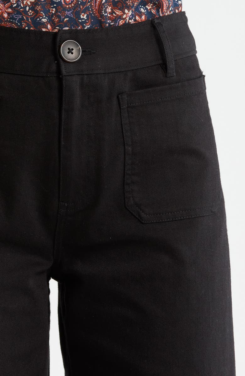 Treasure & Bond Patch Pocket Crop Wide Leg Pants, Alternate, color, Black