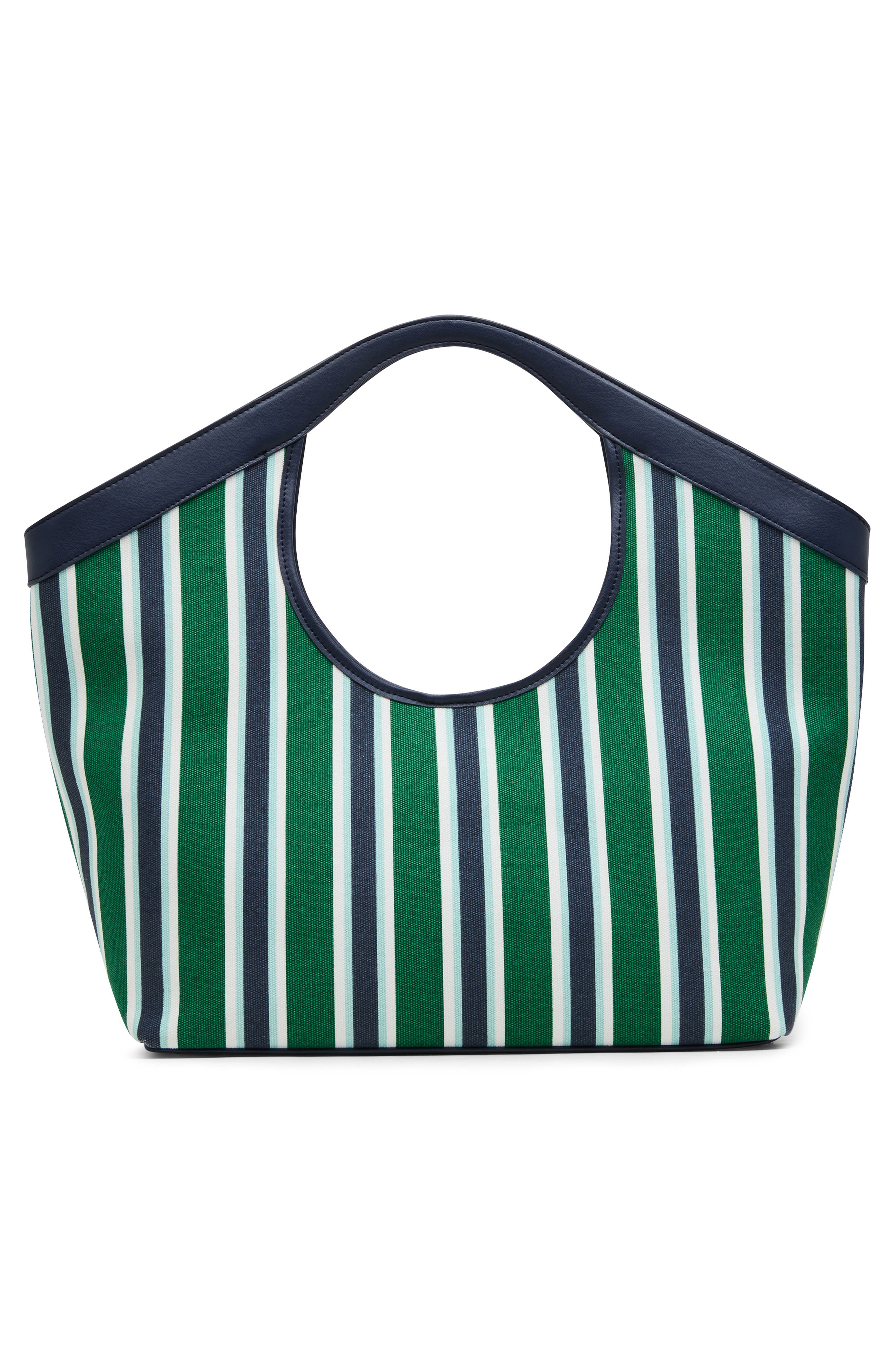 Anne Klein Stripe Large Tote Bag with Pouch, Alternate, color, Navy