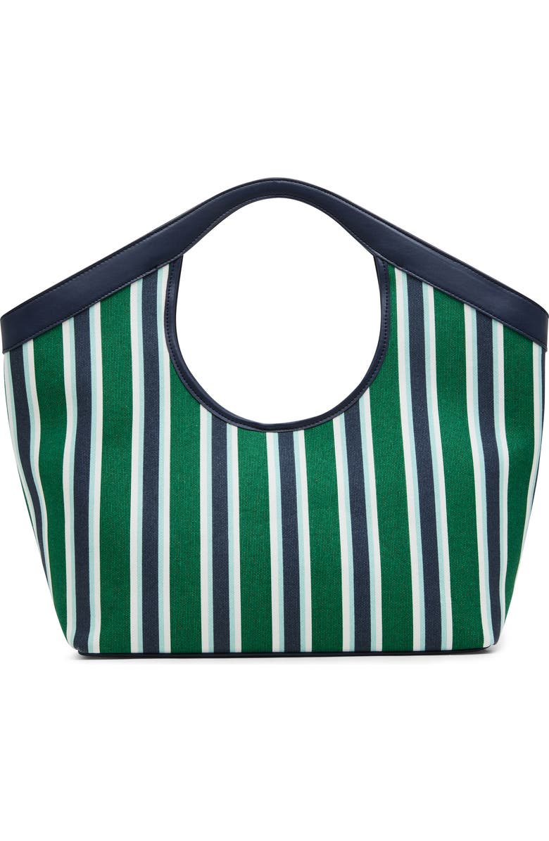 Anne Klein Stripe Large Tote Bag with Pouch, Alternate, color, Navy