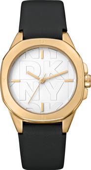 DKNY 316L Leather Strap Watch