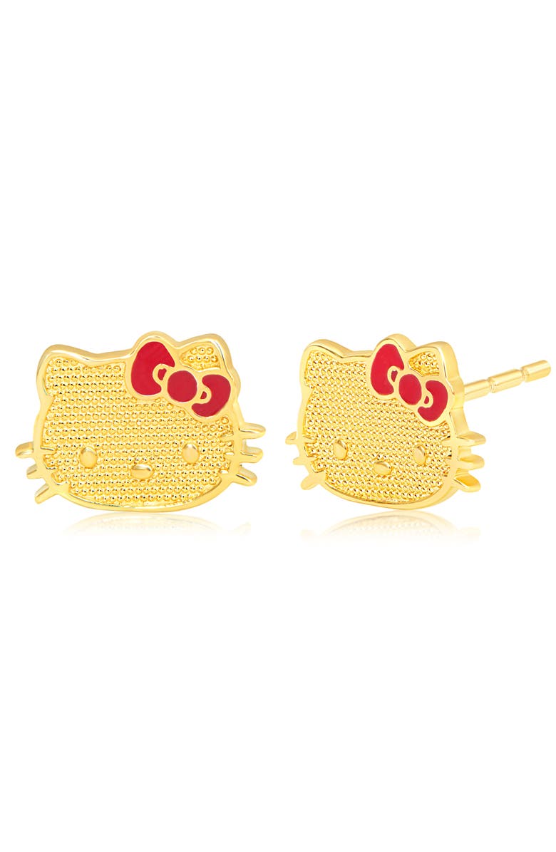 Hello Kitty 10K Gold Stud Earrings, Main, color, Gold