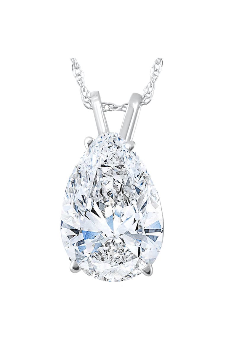 3.03Ct Pear Shape Solitaire Diamond Necklace Pendant Lab Grown Certifed 14k Gold, Main, color, 14k White Gold