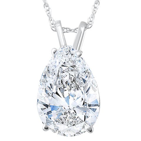 3.03Ct Pear Shape Solitaire Diamond Necklace Pendant Lab Grown Certifed 14k Gold