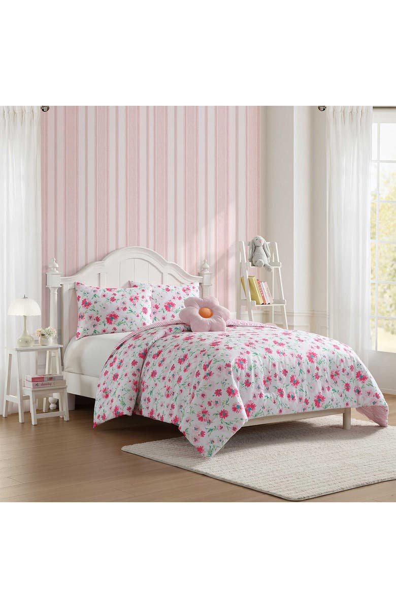 Laura Ashley Meadow Daisies Comforter Set, Main, color, Pink