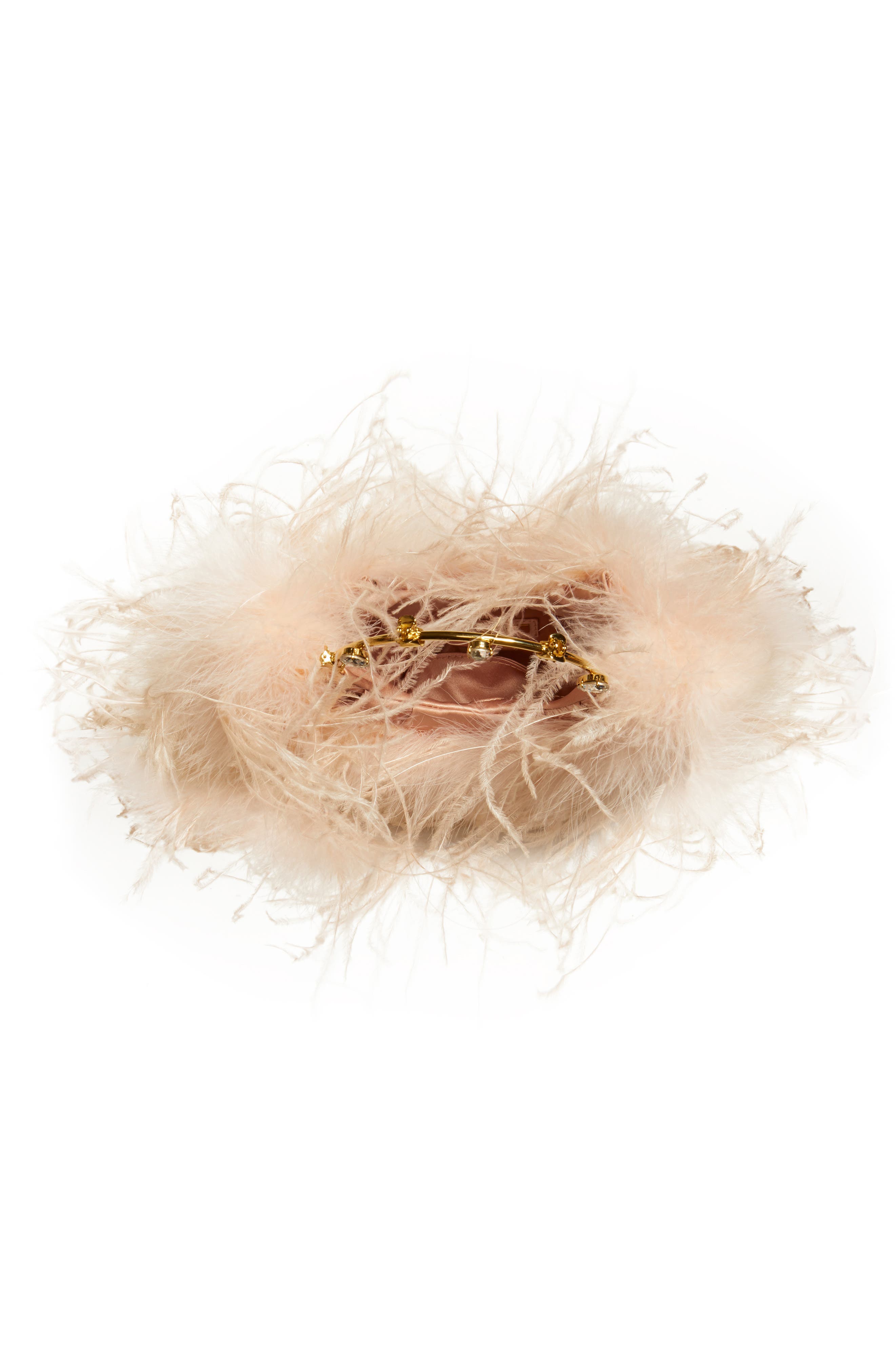 L'alingi Feather Top Handle Bag, Alternate, color, NUDE