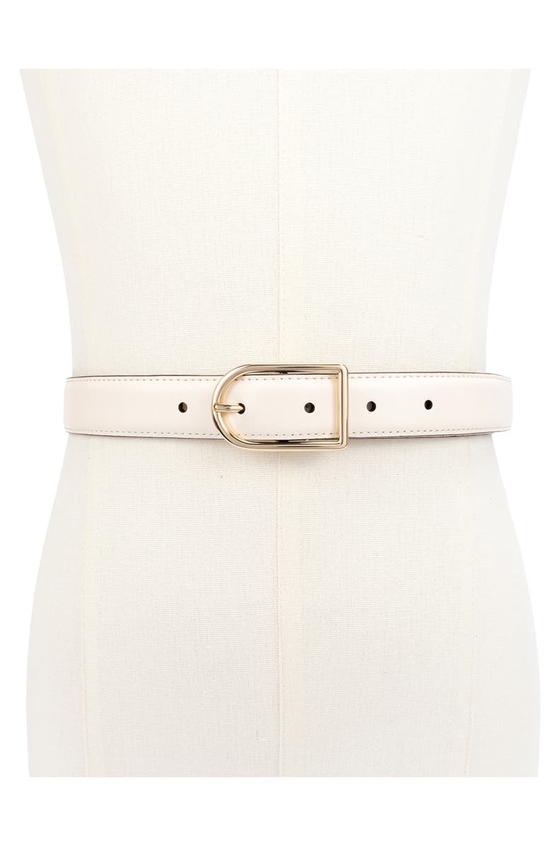 Kate Spade New York stitched feather edge belt, Alternate, color, Parchment
