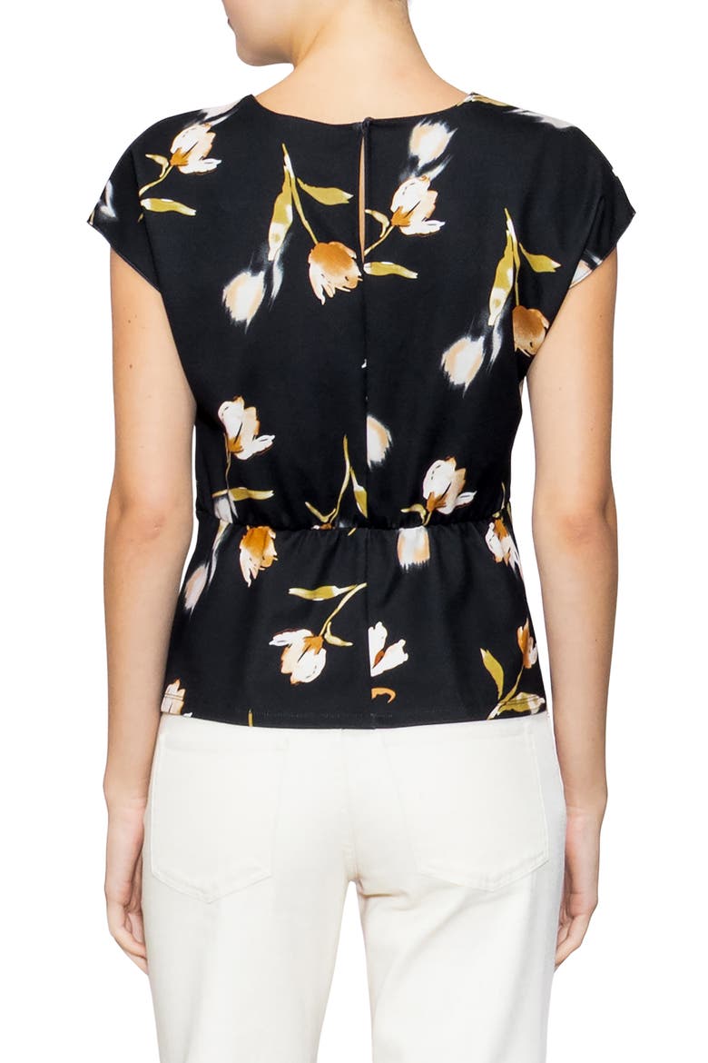 Techno Floral Side Cinch Top, Alternate, color, BLACK/ MULTI