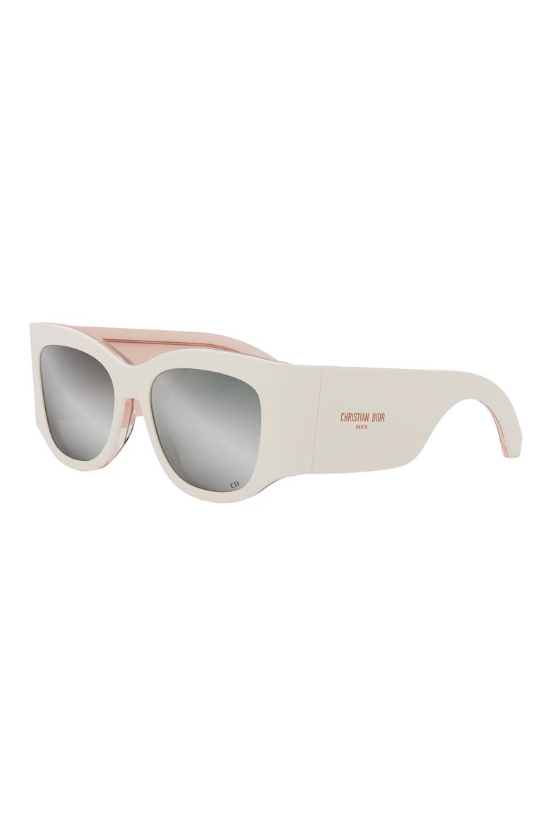 'DiorNuit S1I 54mm Square Sunglasses, Alternate, color, IVORY / SMOKE MIRROR