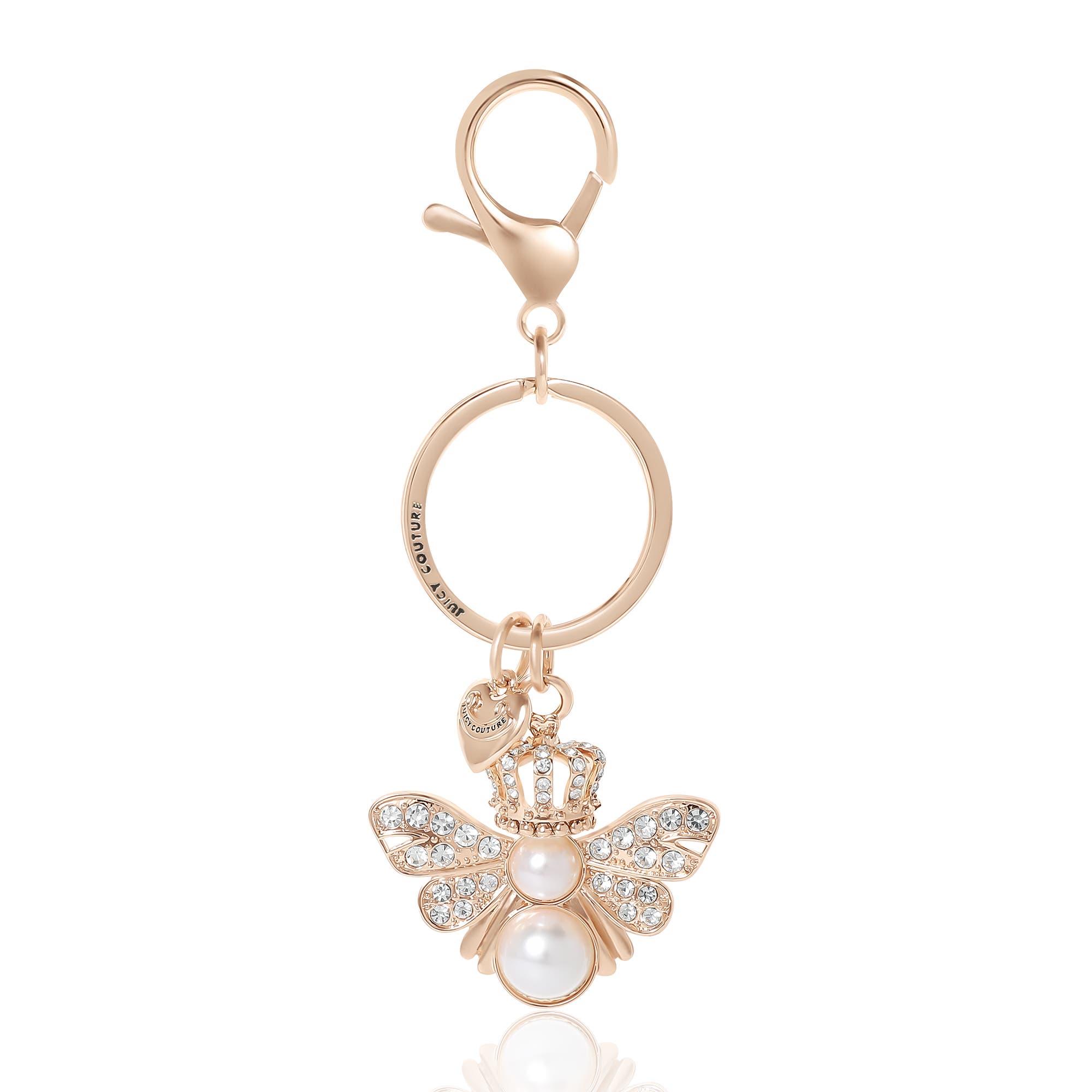 Juicy Couture Regal Bee Pearl Charm Keychain, Main, color, Gold
