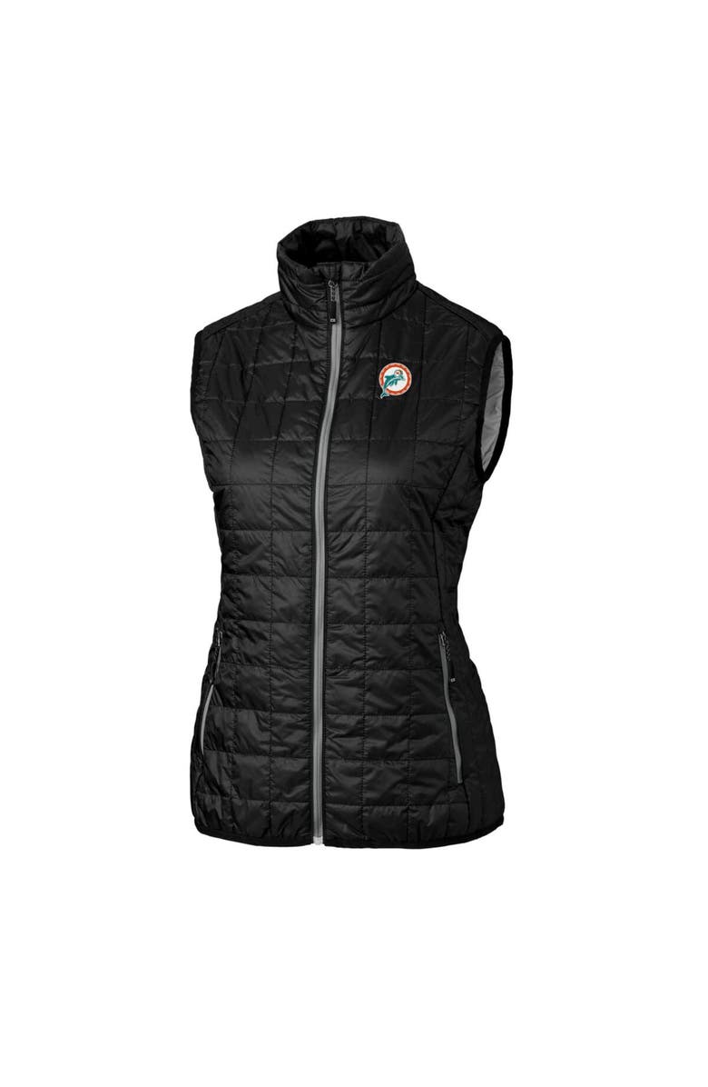 Cutter & Buck Women's Cutter & Buck Black Miami Dolphins Throwback Logo Rainier PrimaLoft Eco Full-Zip Puffer Vest, Alternate, color, 