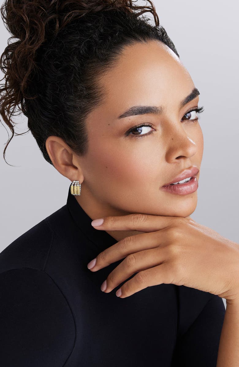 LAGOS Caviar Bar Huggie Hoop Earrings, Alternate, color, Silver/ Gold