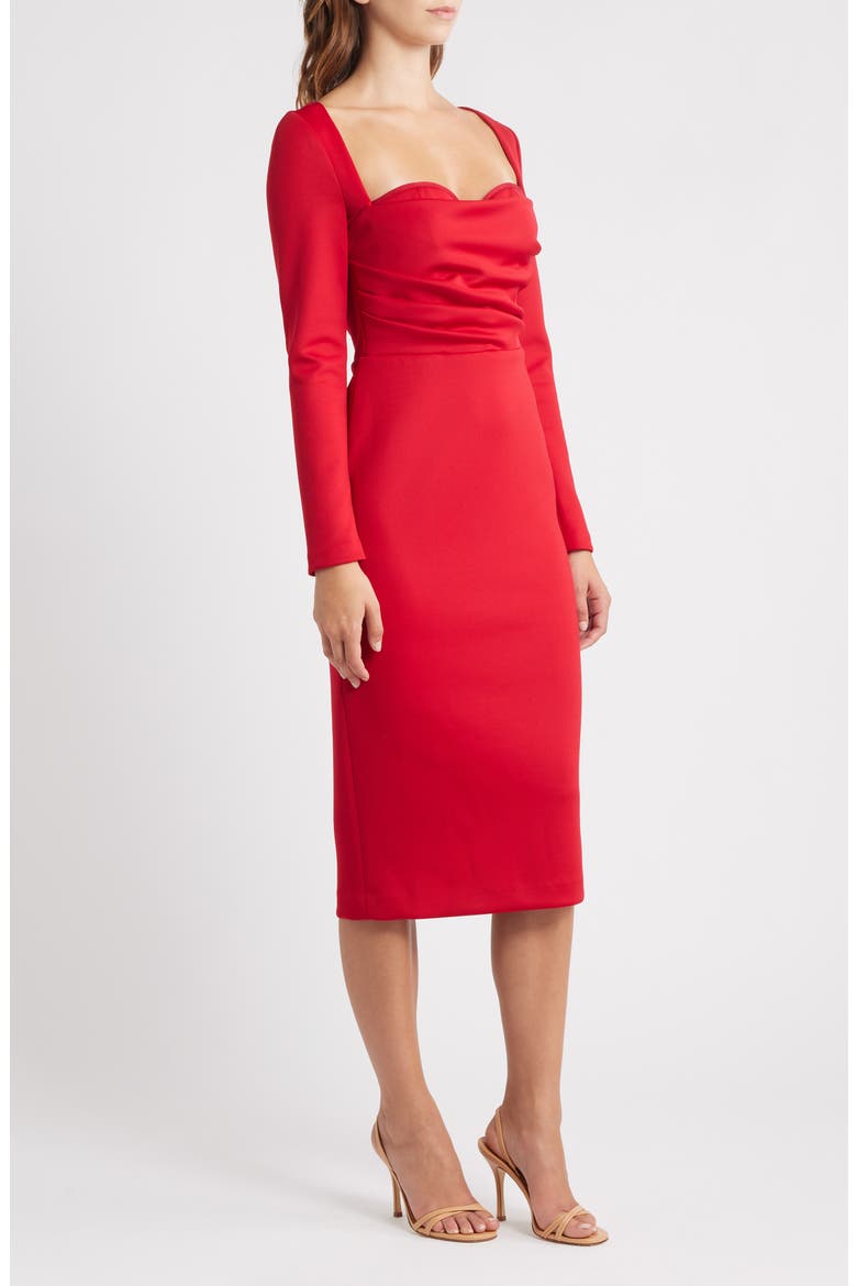 Zanry Long Sleeve Midi Dress, Alternate, color, CRIMSON