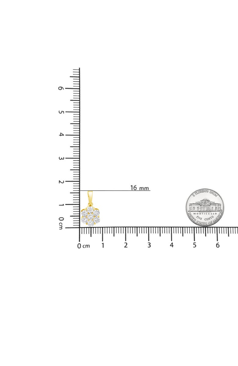 Haus of Brilliance 14K Yellow Gold 1.00 Cw Diamond 7 Stone Floral Cluster Pendant Necklace, Alternate, color, Yellow