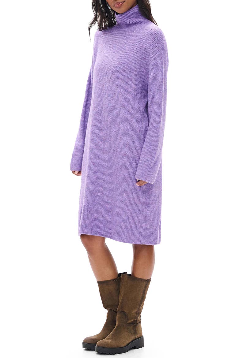 Iris Turtleneck Sweater Dress, Alternate, color, LILAC MELANGE