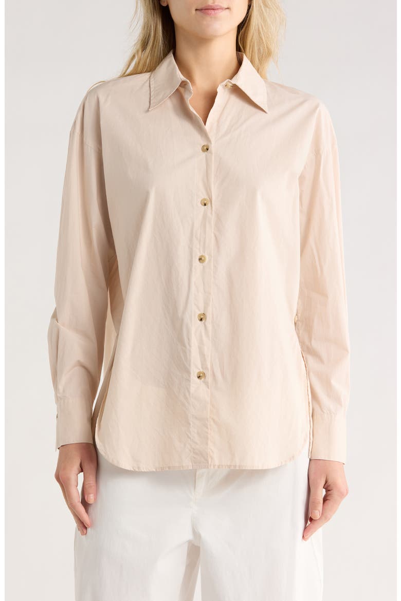 Cotton Button-Up Shirt, Main, color, COBBLESTONE