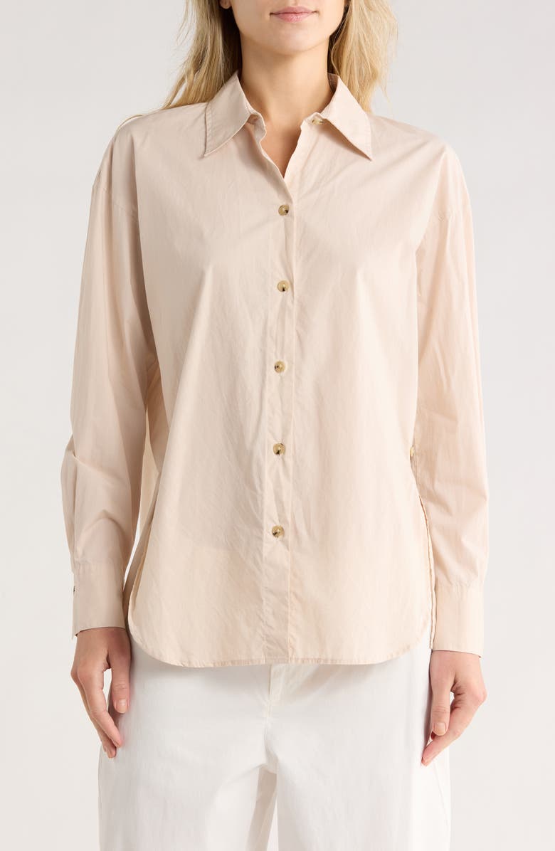 Vince Cotton Button-Up Shirt, Main, color, Cobblestone