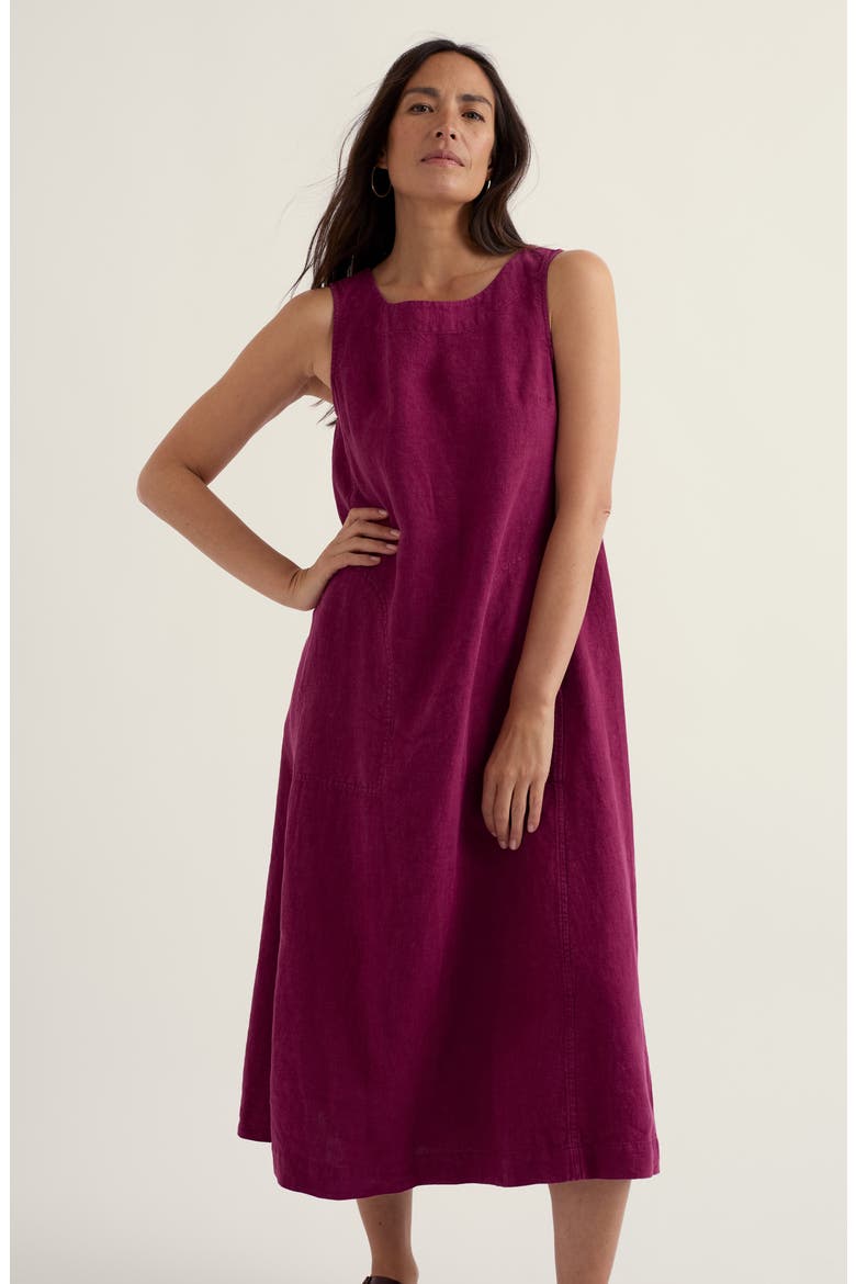 Cresting Waves Sleeveless Linen A-Line Dress, Alternate, color, DARK FREESIA