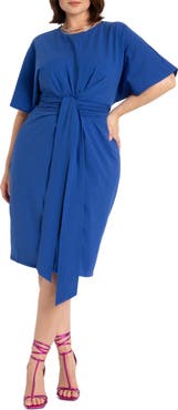 ELOQUII Cross Front Flutter Sleeve Dress