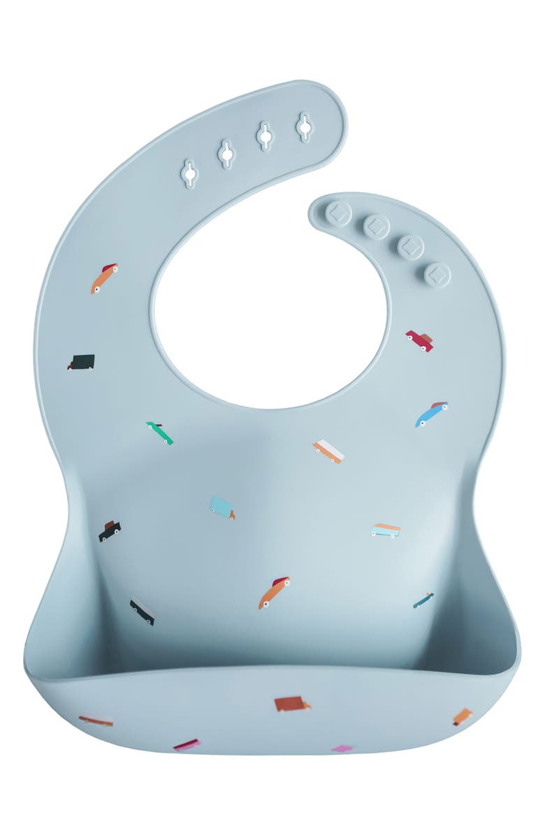 Mushie Silicone Bib, Main, color, Retro Cars