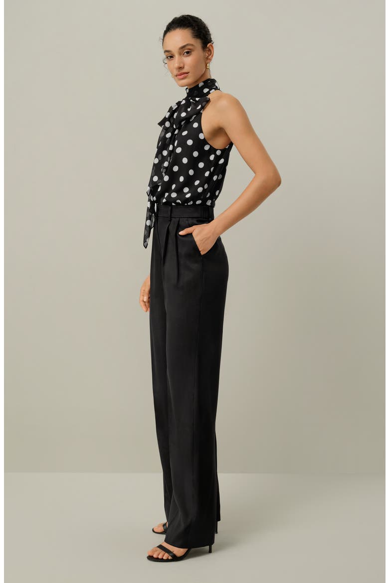 Women's Convertible Silk Georgette Polka Dot Top, Alternate, color, White Dots In Black