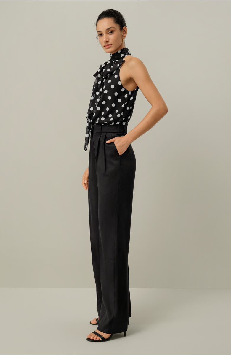 Lilysilk Women's Convertible Silk Georgette Polka Dot Top, Alternate, color, White Dots In Black