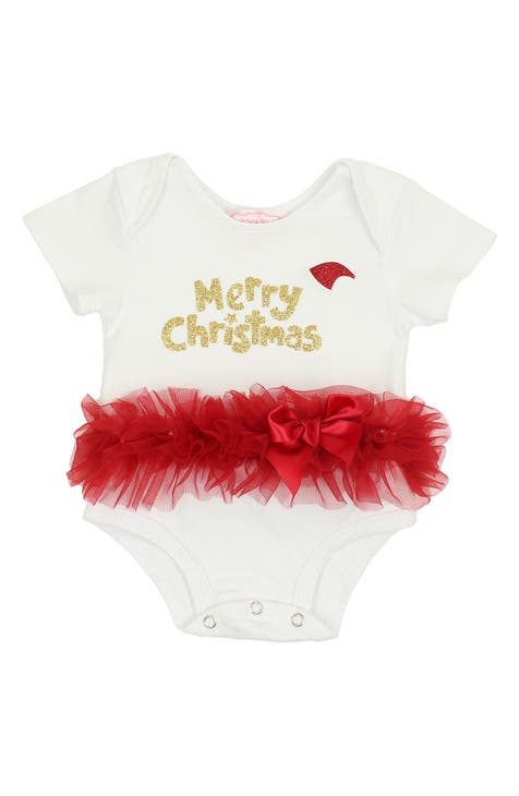 Merry Christmas Glitter Tutu Bodysuit (Baby)