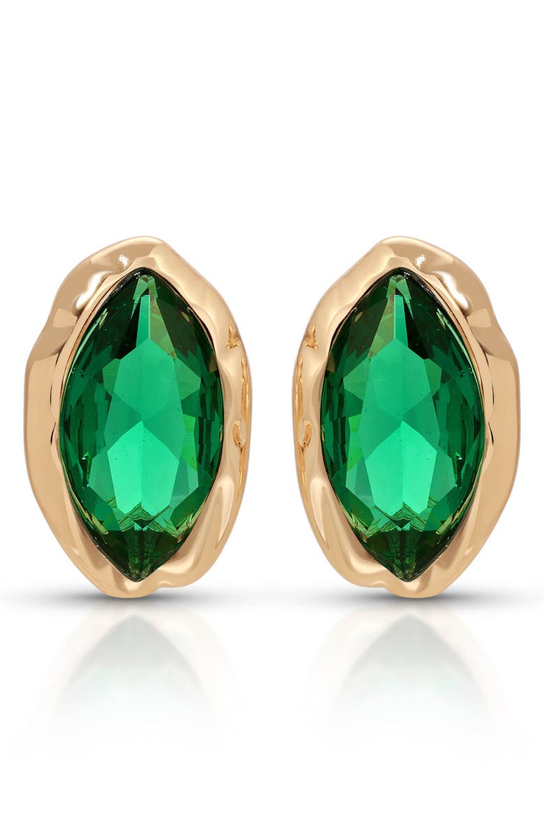 Ettika Crystal Luxe Mini Stud Earrings, Alternate, color, Green
