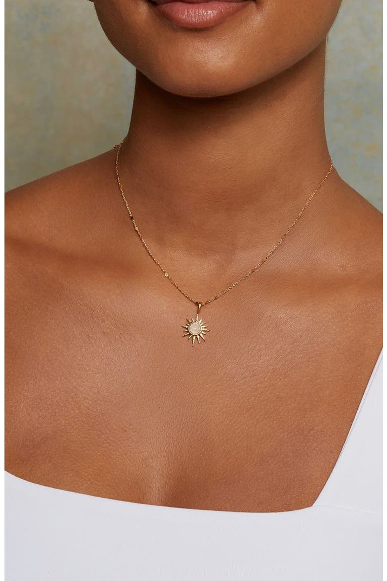 North Star Moonstone Starburst Necklace, Alternate, color, Gold