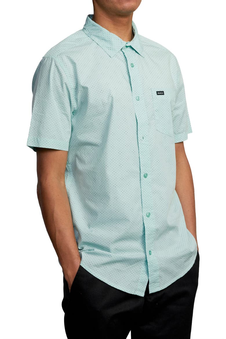 Carlo Dot Short Sleeve Button-Up Shirt, Alternate, color, ICE BLUE