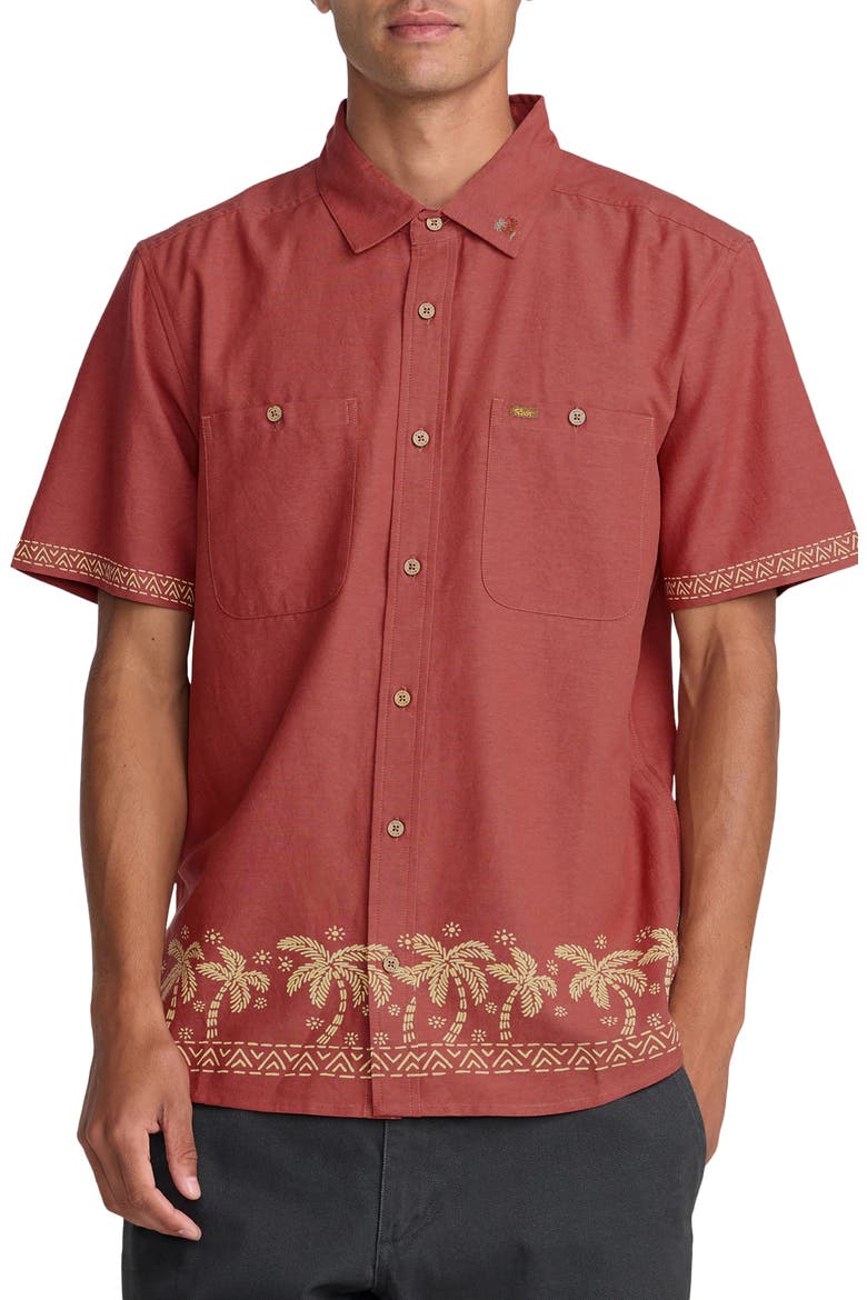 Talum Short Sleeve Button-Up Shirt, Main, color, DUSTY RED