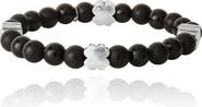 Lucky Brand Black Onyx 4 Piece Clover Beaded Elastic Bracelet