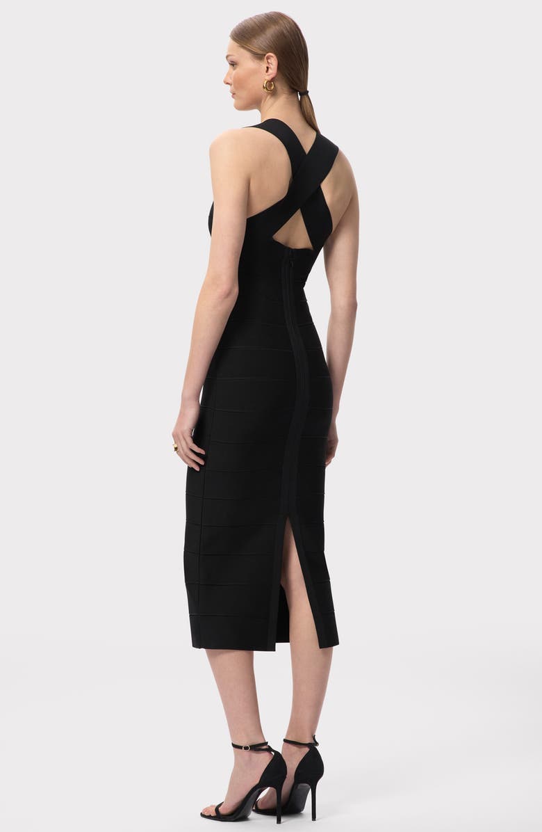 Herve Leger The Sandra Midi Bandage Dress, Alternate, color, Black