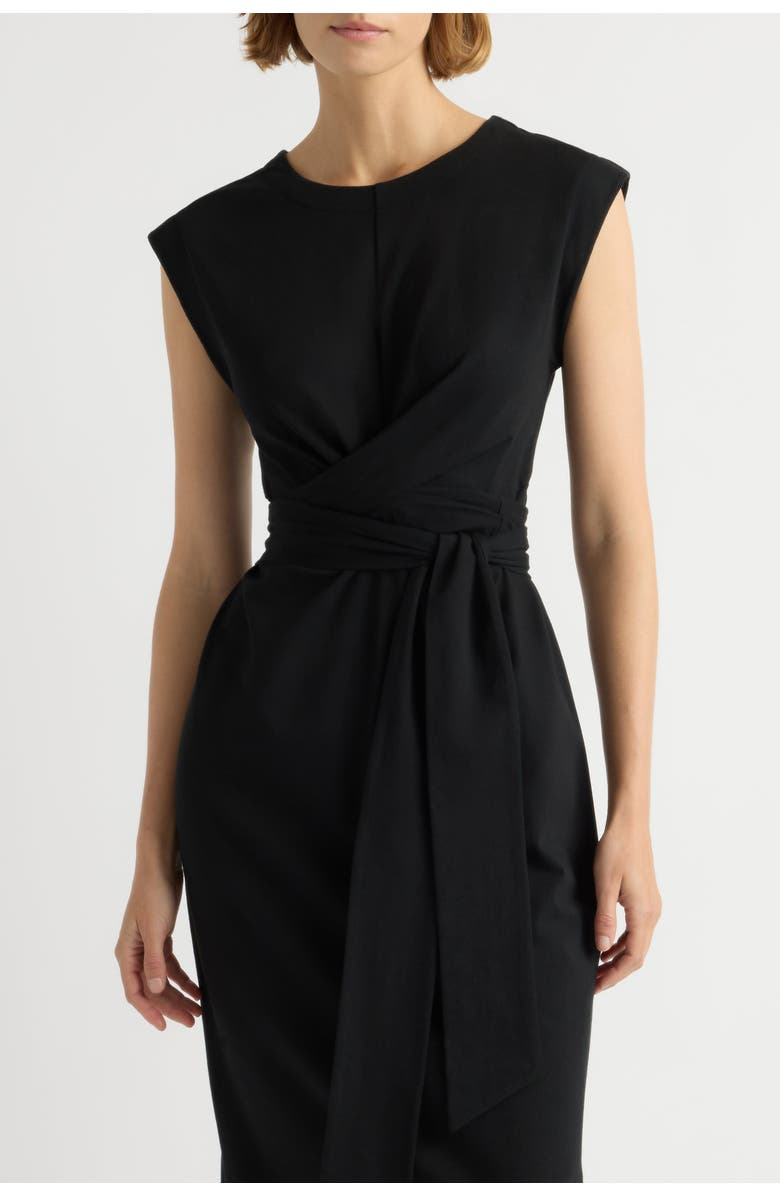 Modern Citizen Fei Tie-Front Organic Cotton Dress, Alternate, color, Black