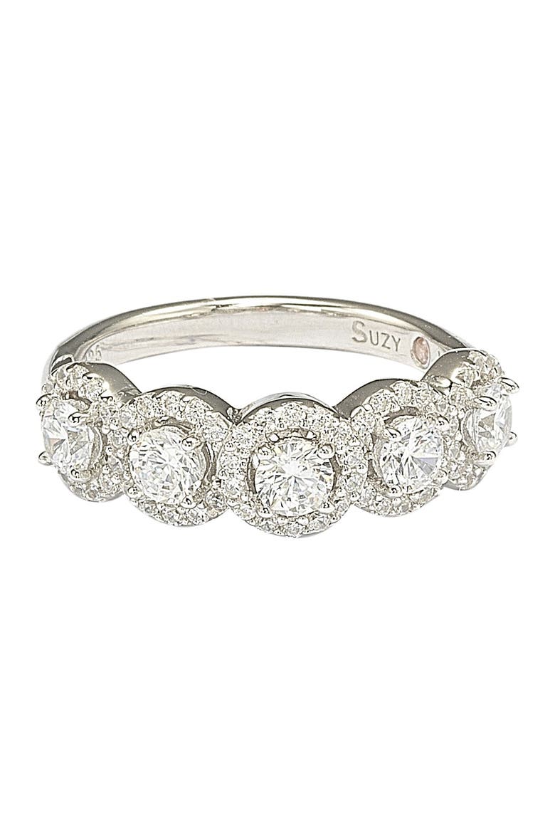 Sterling Silver Round Cubic Zirconia Halo Ring, Main, color, WHITE
