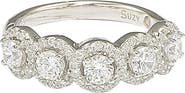 SUZY LEVIAN Sterling Silver Round Cubic Zirconia Halo Ring