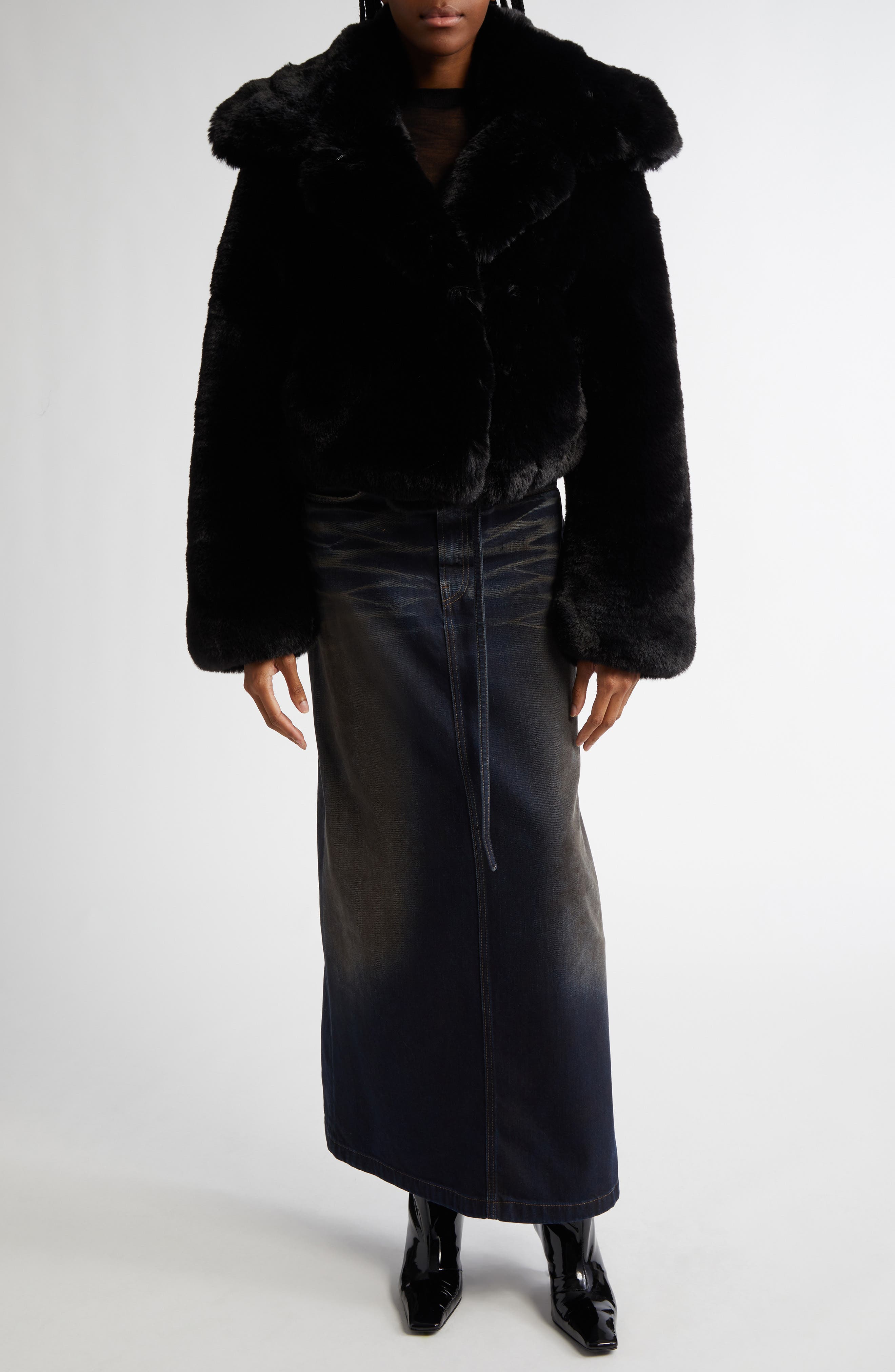 Talia Darkside Belted Denim Maxi Skirt - image 2