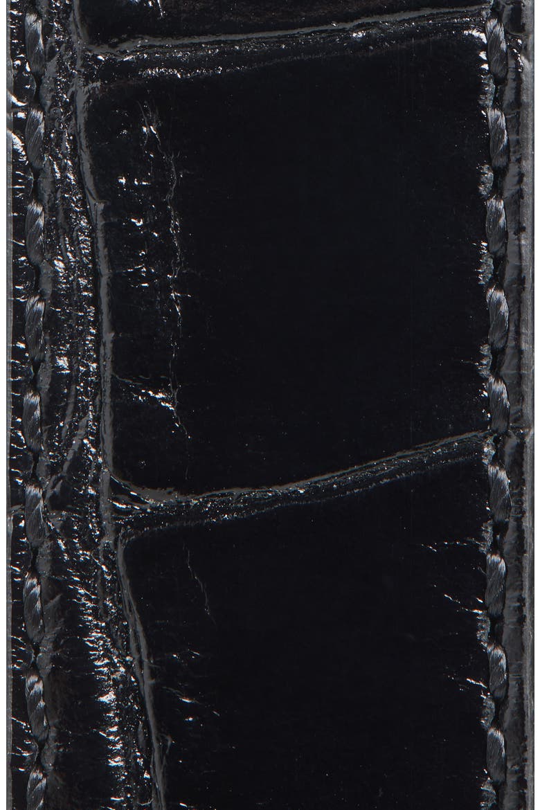 Croc Embossed Leather Belt, Alternate, color, BLACK NICKEL