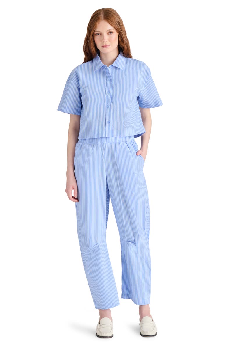 Steve Madden Tula Stripe Short Sleeve Button-Up Shirt, Alternate, color,