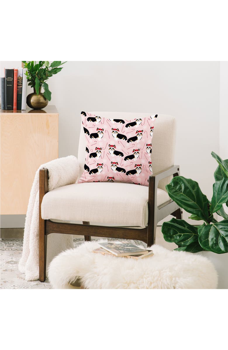 Deny Designs Petfriendly Tricolored Welsh Corgi Throw Pillow, Alternate, color,