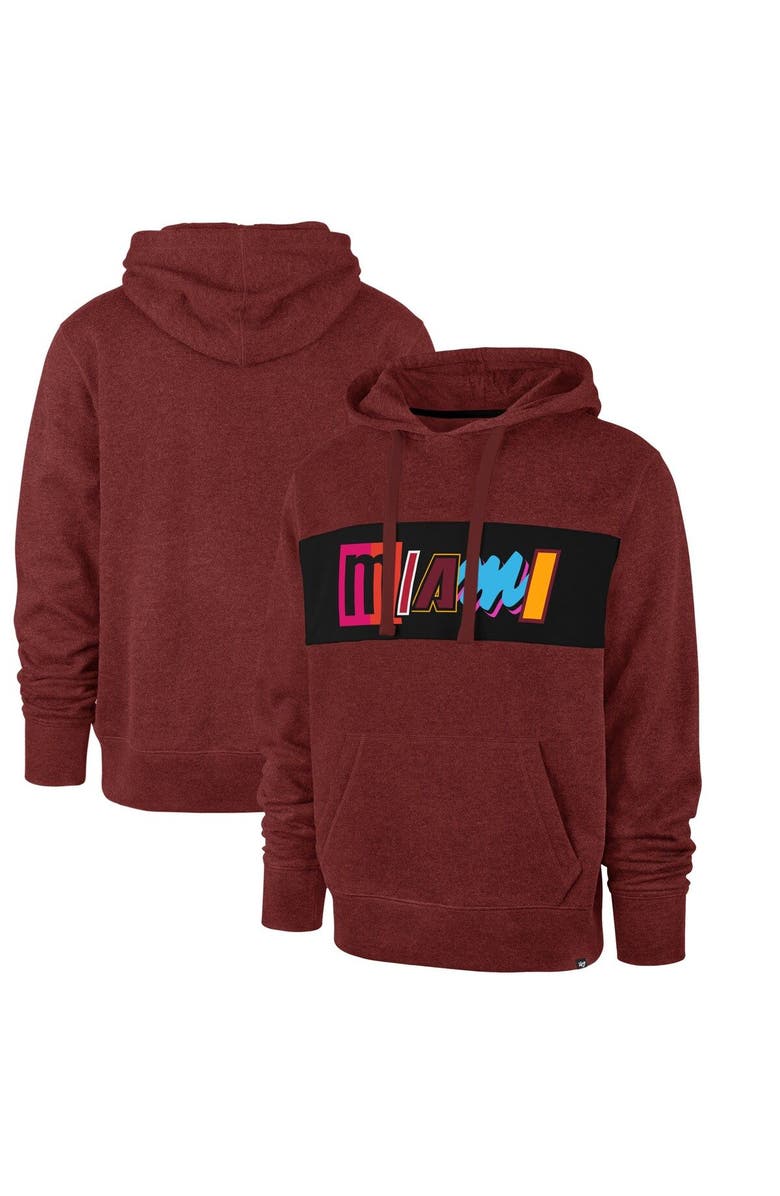 '47 Men's '47 Red Miami Heat 2021/22 City Edition Wordmark Chest Pass Pullover Hoodie, Main, color, 