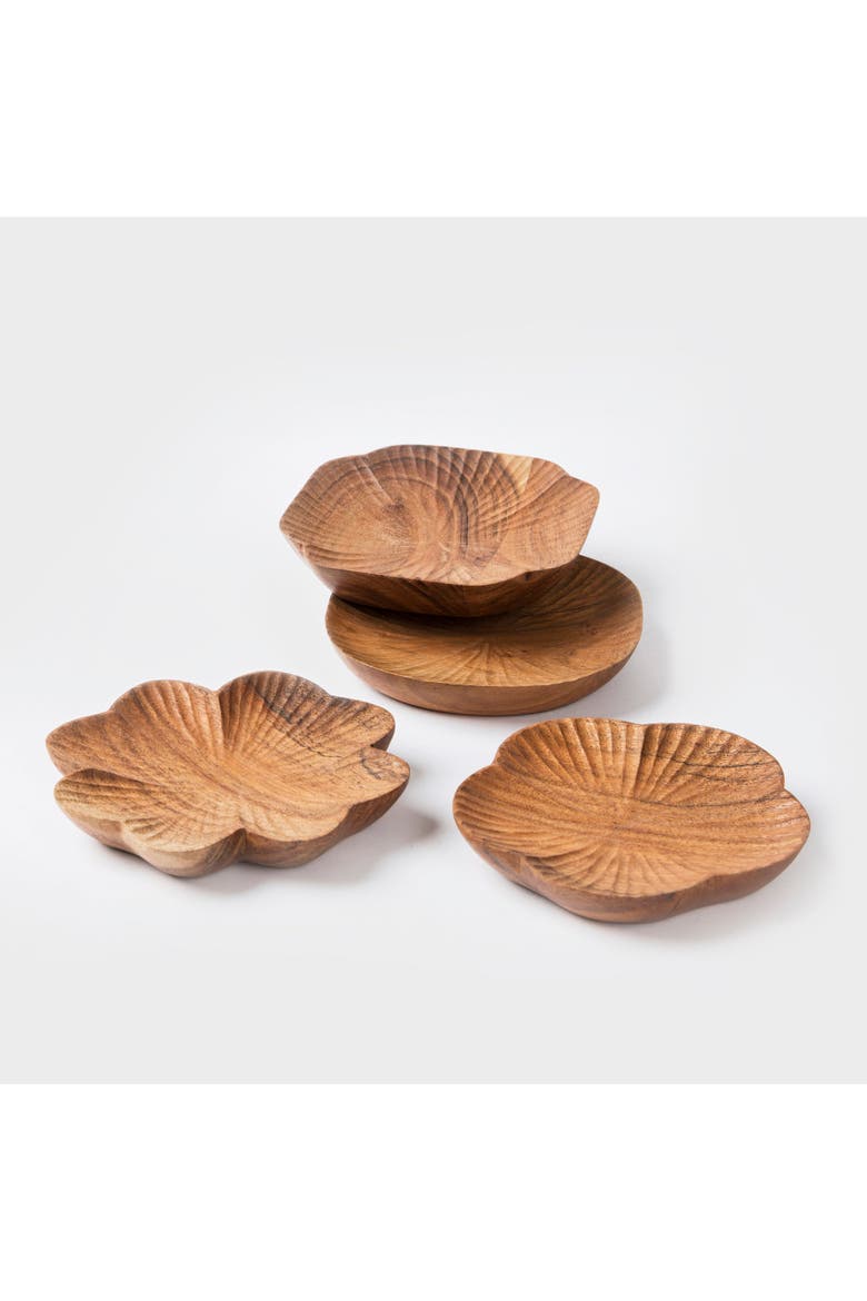 Handcarved Wooden Trinket Trays Gift Set, Main, color, Natural Wood