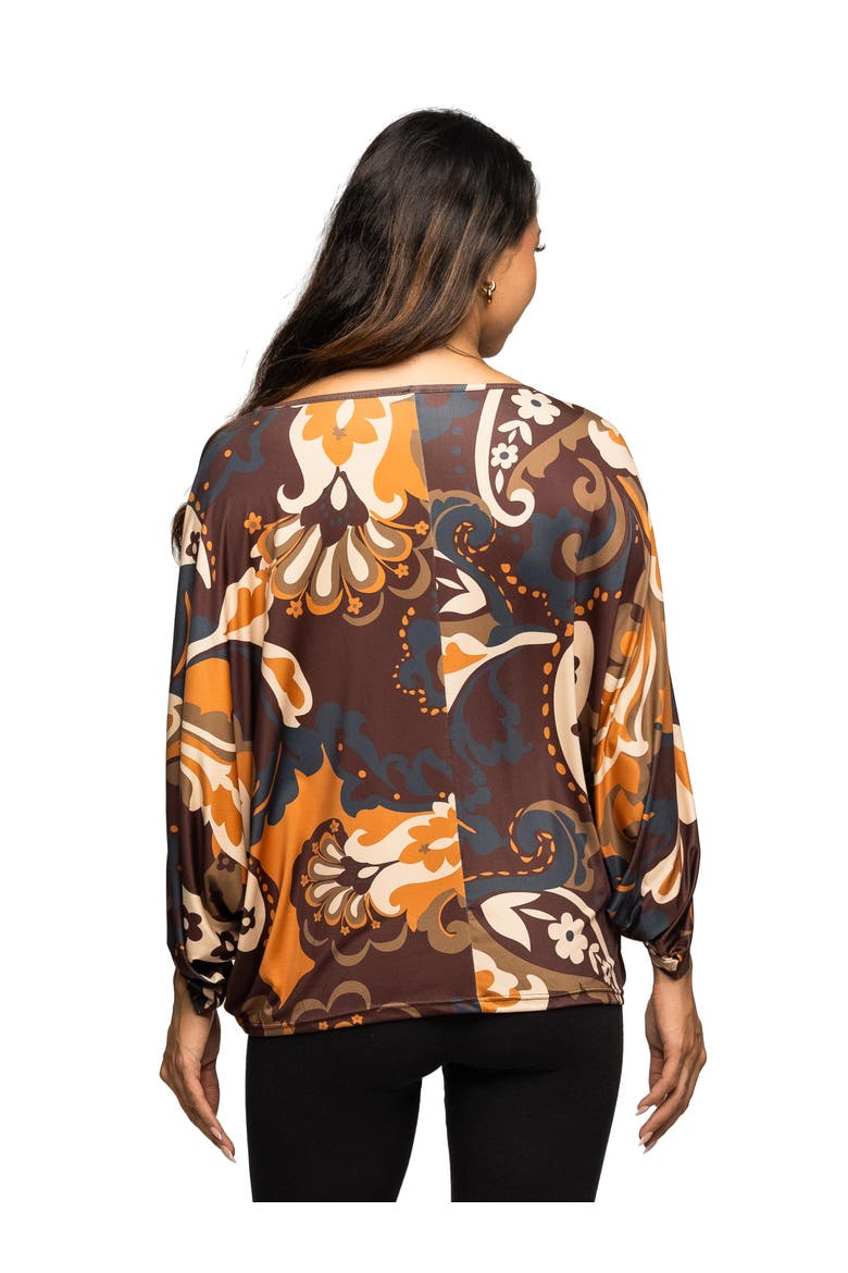 Maternity Essential Paisley Print Dolman Sleeve Top, Alternate, color, Brown Multi
