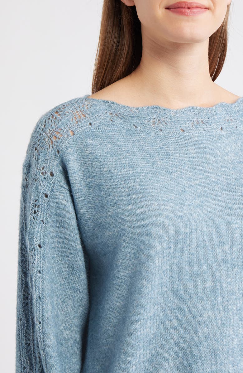 Wit & Wisdom Boat Neck Sweater, Alternate, color, Heather Nile Blue