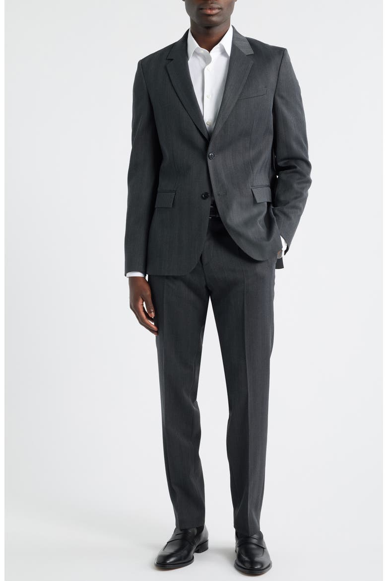 Houston Slim Fit Charcoal Grey Wool Blend Herringbone Suit, Main, color, MEDIUM GREY