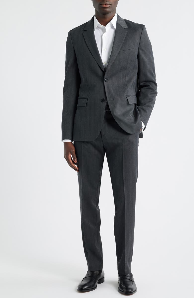 BOSS Houston Slim Fit Charcoal Grey Wool Blend Herringbone Suit, Main, color, Medium Grey