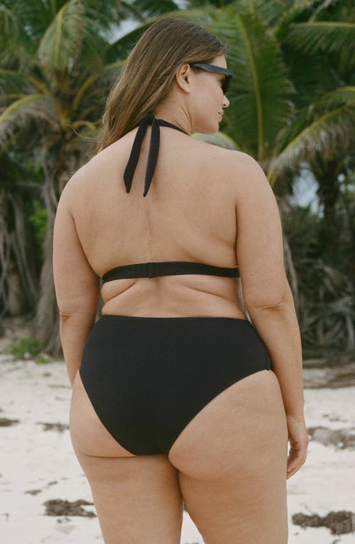 Mango Ribbed High-waisted Bikini Bottom Black In Black
