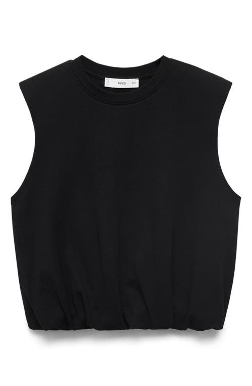 Mango Cotton Bubble Hem Crop Top In Black