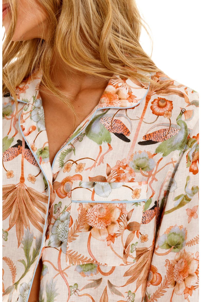 Emma Peach Jungle Linen Pajamas, Alternate, color, PINK